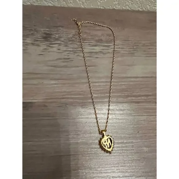 Vintage Nina Ricci Gold-Plated Monogram Heart Pendant Necklace